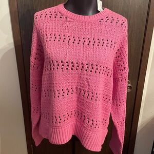 Reitmans Bubblegum Pink Open-Stitch Crewneck Sweater